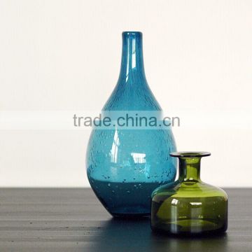 Hand Blown Blue Bubble Glass Vase ; Color Glass vase; Glass Vase for Home Decor                        
                                                                                Supplier's Choice