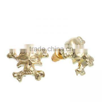 Latest Style Wholesale Punk Fashion Jewelry Gold Plated Heart Skull CZ Stud Earrings photo-3