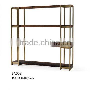 Mordern Somple Design Wooden Bookshelf Stainless Steel Frame Use For Decorate Home