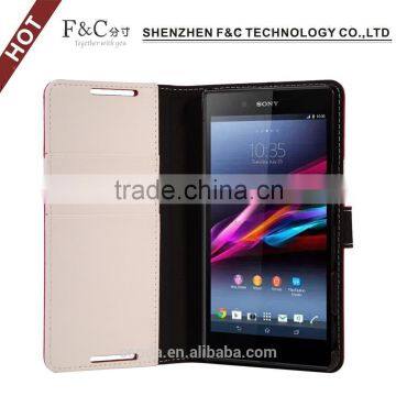 2015 Idea 5.2 Inch Color Constrast Leather Cell Phone Case for Sony Xperia Z4 Compact Wallet Case With Stand photo-3