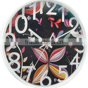 Round Wall Decorative Quartz Analog Clock with Fashionable Picture Background