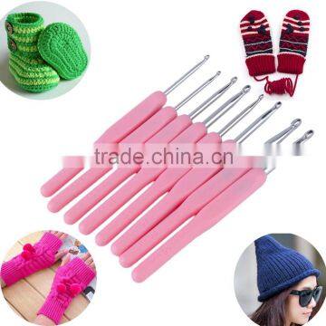 8 Size Soft Plastic Handle Multicolor Knitting Needles Mied Aluminum Crochet Hook Knit Needle Set Sewing Tools 2.5-6mm