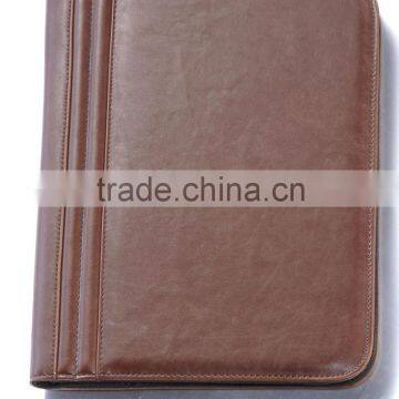 promotional designer file folder document a4 zipped folder pu leather folder