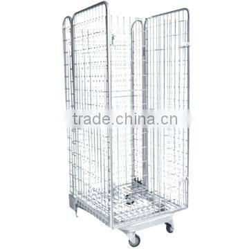 Hot Sale Foldable Metal Mesh Storage Roll Container Carts photo-3