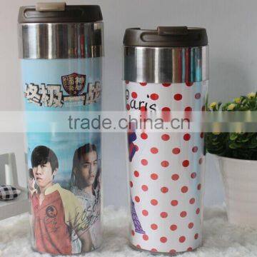 double wall insulated car Mug with lid &office mug&Portable mug&coffee mug with paper inserting &starbucks mug