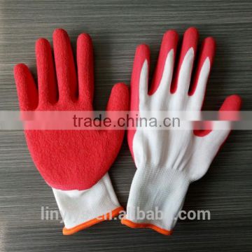 The lowest price 13 gauge 50g red latex coated white nylon work gloves