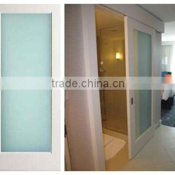 1/4'' Laminated glass paneled sliding barn door for hotel bathroom design