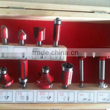 Customize 10PCS TCT Router Bit Set 8mm Shank In Wooden Box For Woodworking