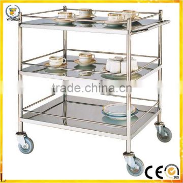 stainless steel Free Tea service liquor trolley car for hotel restaurant Superior hotel Tea service liquor trolley