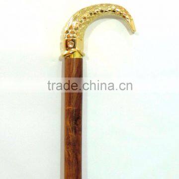 Designer golden fish handle walking stick/Brown rose wood walking stick/ wk1133