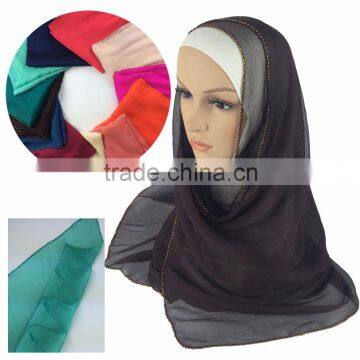 100% Silk beading hijab wholesale muslim scarf