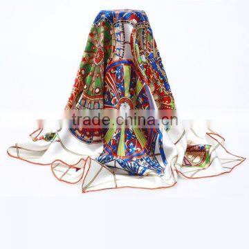 Fashion 90x90cm hot stamp own design silk scarf
