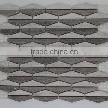 Modern White Wooden Grain Marble Mosaic Tile photo-2