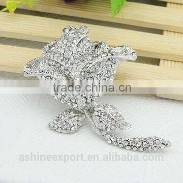 Bridal Beautiful Honorable Rose Flower Rhinestone Brooch/handmade Rhinestone Brooch photo-3