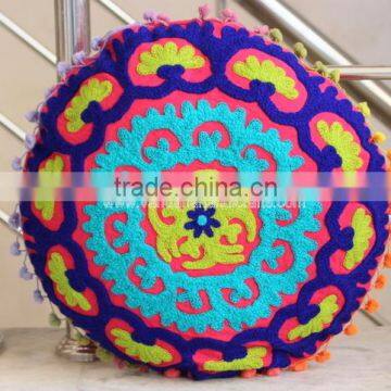 Bohemian Suzani Beautiful Round shape Cushion cover round cushion cover