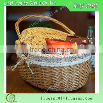 new style whosale wood and willow picnic basket