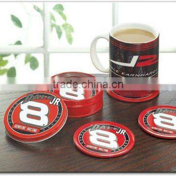 round metal coffee coaster set