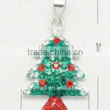 Christmas Tree Sterling Silver Necklace Pendants(RB-Q116-4)