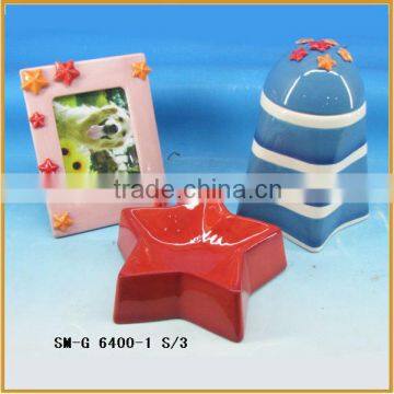 hotsale dog bowl set ceramic pet bowl pet food caniser pet photo frame