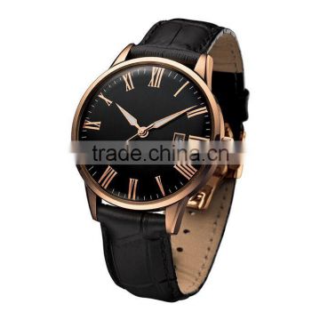 New style man fashion top quality stainless steel leather band watch