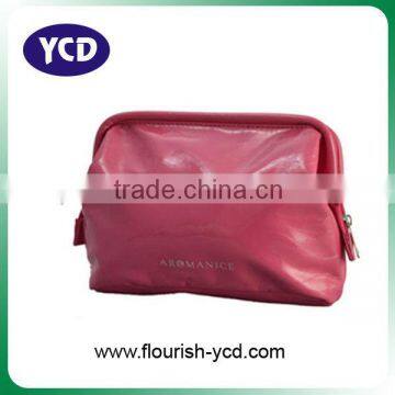 red pvc cosmetic bag with metal frame