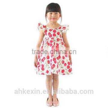 Wholesale cute cherry prints baby girls cotton dress for summer 2016