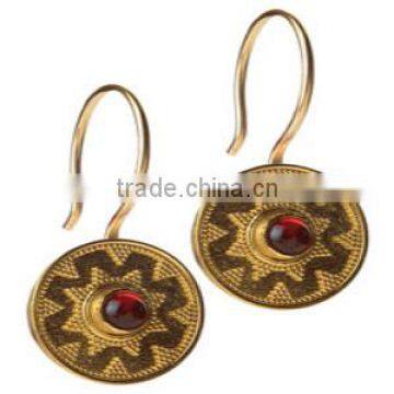 Made in China red gemstone earrings brass jewelry new fashion BE-R