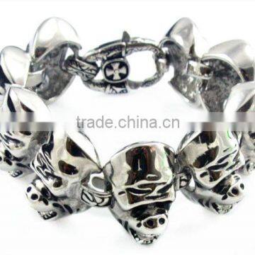 AB131 custom stainless steel skull bracelets for men