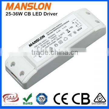 Constant current 25W - 36W LED driver 500mA 700mA 900mA with CB approval LED power supply