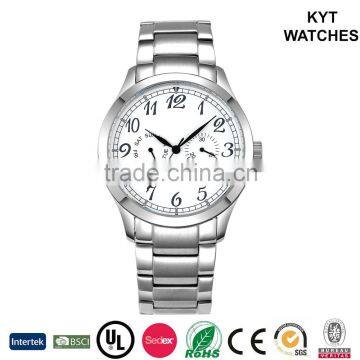 KYT week day display chronograph 10atm water resistant japan movt quartz stainless steel mens oem watch