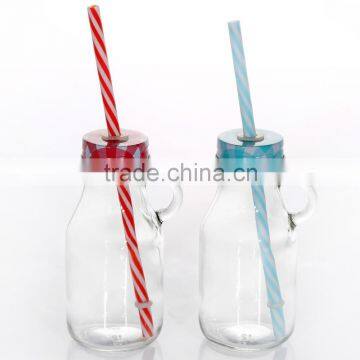 210ml Clear Small Cute Glass Milk Bottle With Handle