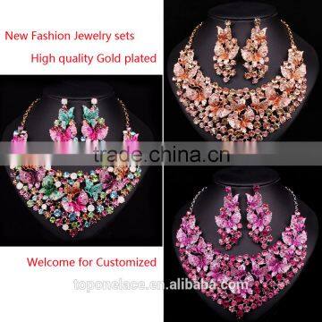 18 kg Gold plated bridal Wedding jewelry set crystal bead necklace and earrings with rhinestone african jewelry sets