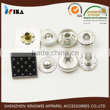 square zinc alloy metal spring snap button