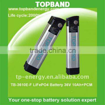 Over 10years experience electric bike battery 36v 12ah(TB-3610E-F) factory direct sale