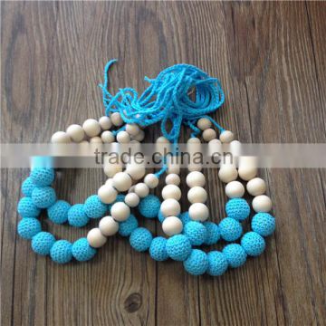 ocean blue Sensory Necklace Chew Beads Crochet Bead Teething Necklace