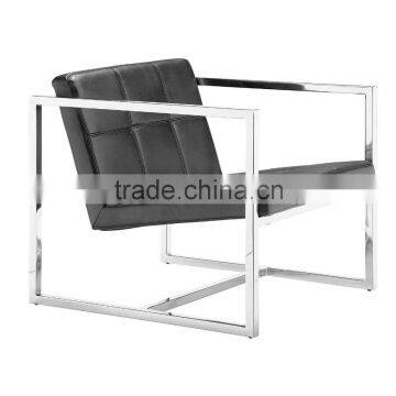 soft leatherette tufting wrapped square chrome steel tube living room chair