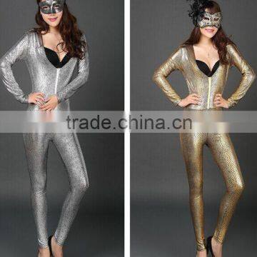 9312 2015 wholesale fashion new pattern european paint bright snakeskin leather sexy ladies club romper women performance set