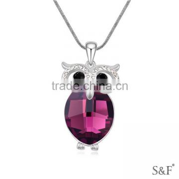 14733 silver plated jewellery in karachi new crystal owl pendant