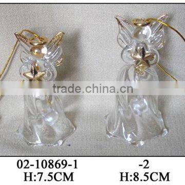 Chirstmas Hanging Glass Angel with Golden Stars