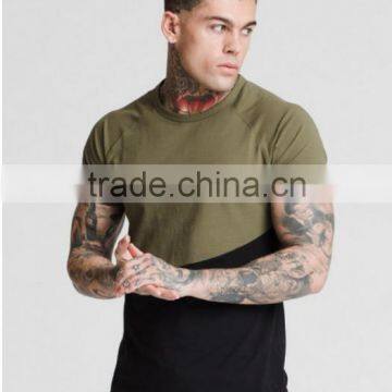 New style t shirt design for men 95 cotton 5 spandex curved hem t shirts