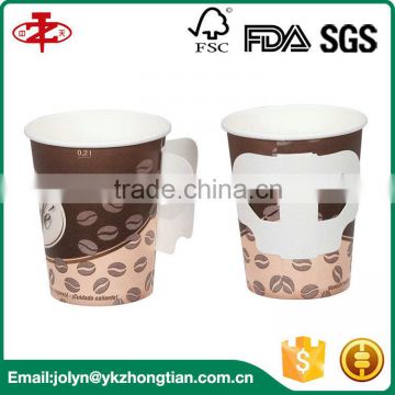 Wholeasle Disposable 300ml Hot Drink Paper Cup With Handle