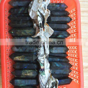 Natural Rock Labradorite Double Points Crystal Pillars