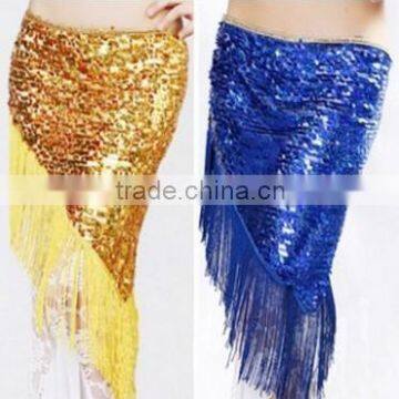 Gold Sequin Belly Dance Hip Scarf or Belt with Tassel for Belly Dancer QC0435