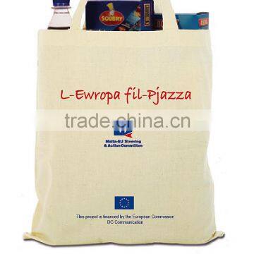 Promotional cheap100% cotton logo printing souvenir shopping bags with handel