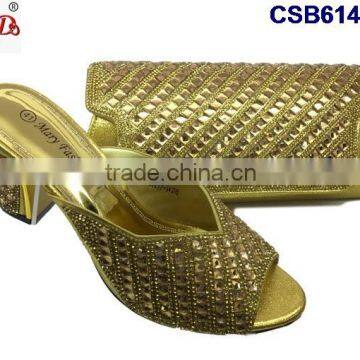 CSB6146 The newest arrival ladies fashion shoes shiny shoes and African wallet very fashionable