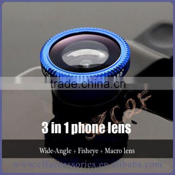 Fish Eye Universal 3 in 1 Fisheye Wide Angle Macro Camera Lenses For Iphone 6s Plus 5s 5 For Samsung S6 S5 Mobile Phone Lens