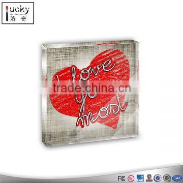 I Love You Most with Hearts Acrylic Office Mini Desk Plaque Ornament Paperweight