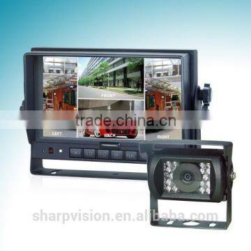 RV Rear View System with quad monitor and car camera