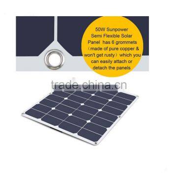 50W sunpower solar panel Semi flexible solar panels for RV,Marine, boats