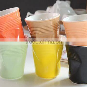 cheaper ceramic crinkle cup in creative shape